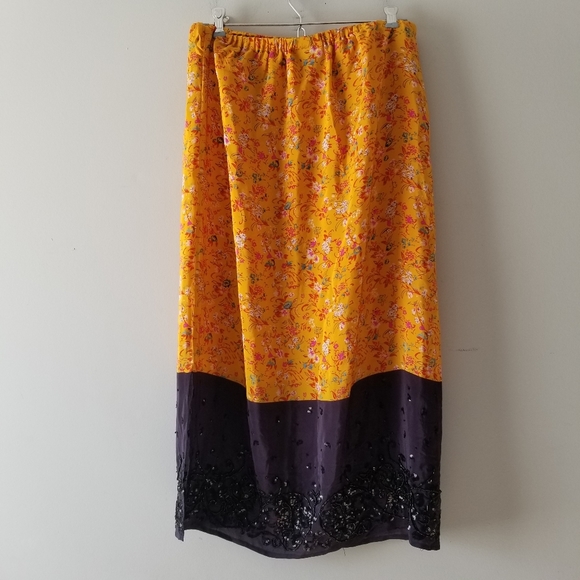 Anthropologie Maeve Silk Yellow Road Midi Skirt Small - Picture 10 of 16